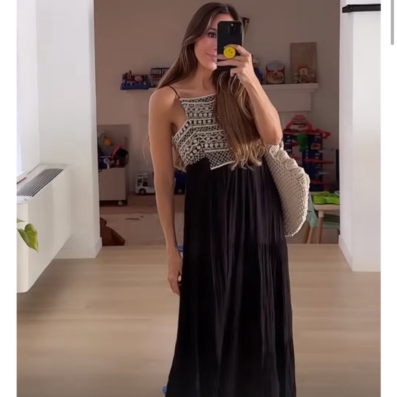 ZARA  Embroidered tiered flowy cotton long Dress NWT - Picture 3 of 14